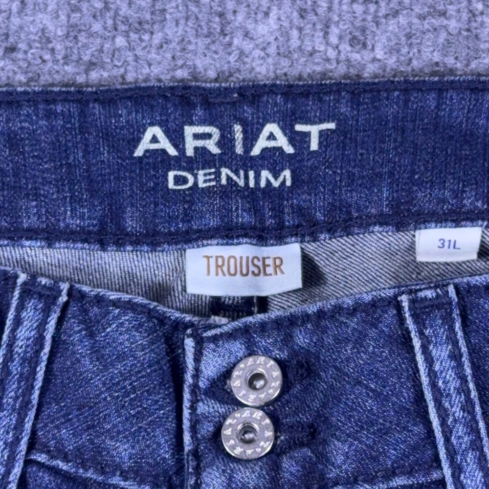 Ariat Denim Trouser Jeans Womens 31L Medium Wash Wide Leg Western Blue - Picture 8 of 12